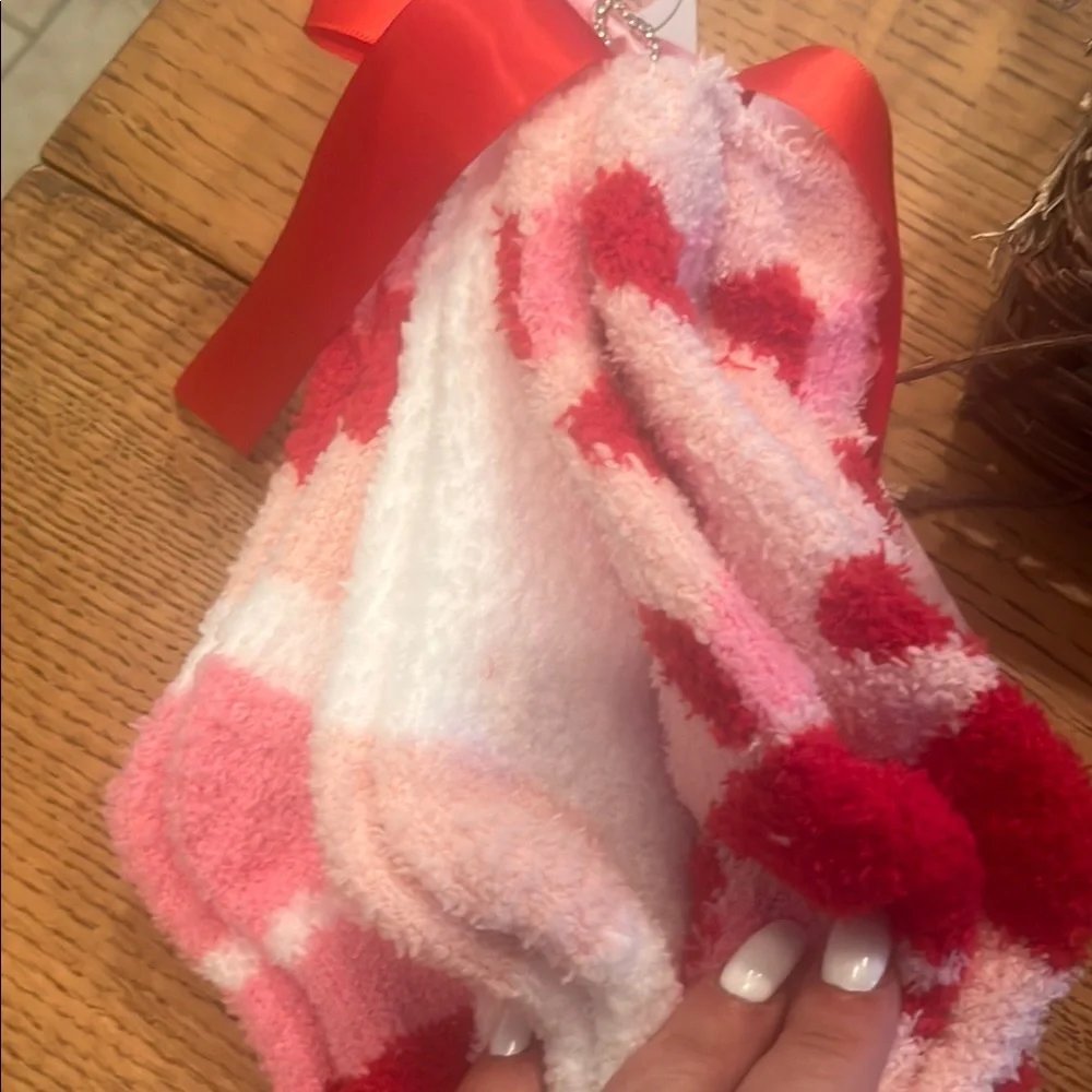Capelli of New York 3 pair of Pink and Red Patterned Socks and 2 hair bows